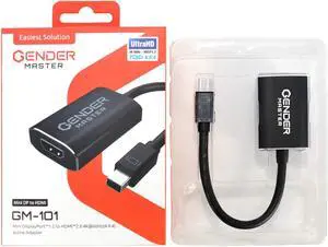 Gendermaster Active Converter 4K 60Hz YCbCr 4:4:4, Mini DisplayPort 1.2 to HDMI 2.0 4k@60Hz Active Adapter (18Gbps) (8") Compatible with MacBook Air, MacBook Pro, iMac, Mac Pro, Mac Mini