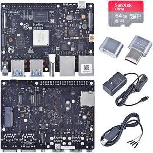iCEasy VisionFive2 RISC-V Single Board Computer Starter Kit, StarFive JH7110 Processor with Integrated 3D GPU, 4GB Memory, Without WiFi Module, 1.3B New Version