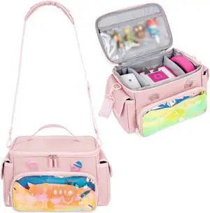 Jaffzora Carrying Case Fit for Toniebox & Little Tikes Story Dream Machine Starter Set, Cute Storage Bag Compatible with Toniebox Audio Player, Tonies Characters and Accessories, Pink (Bag Only)
