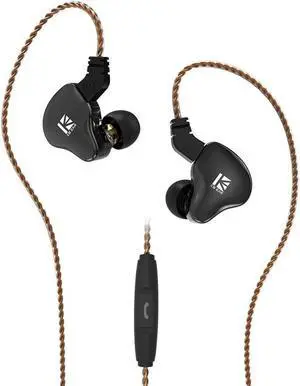 Kinboofi KBEAR KS2 in Ear Earphone, 1BA 1DD Stereo IEM, HiFi Noise Cancelling Sport Hybrid Headphones with PCB Frequency Board, 2 PIN Detachable Cable, for Audiophile (with Mic, Black)