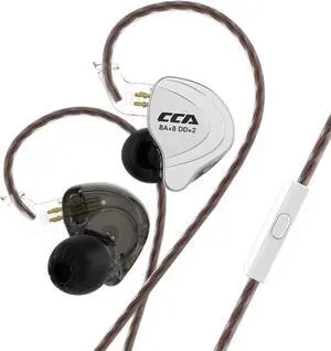 CCA C10 Wired Headphone, 4BA+1DD Hybrid HiFi in Ear Earbuds Monitor Headphone, Sports Stereo Noise Cancelling IEM Headphone with Detachable Cable for Singers (with Microphone, Black)...
