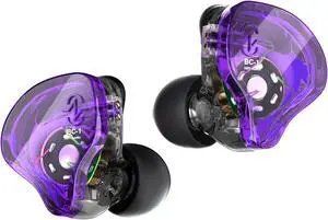 In Ear Monitor Gaming Headphones,CCZ Melody Dynamic Hybrid Dual Driver in Ear Wireds Earphones 1BA+1DD HiFi Headphones Musicians IEM Earphones Upgrade Deep Bass Suitable for Vocals (Purple, No MIC)
