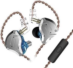 keephifi KZ ZS10 Pro in Ear Earbuds, 4BA+1DD 5 Driver in-Ear Monitors HiFi Metal Earphones with Stainless Steel Faceplate in Ear Headphones, 2 Pin Detachable Cable (Blue with Mic)