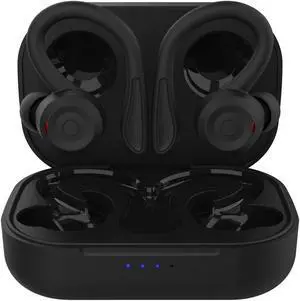 Loluka Over Ear Wireless Bluetooth Earbuds with Ear Hooks - Waterproof, Small, Noise Cancelling Headset for Workout, Sport, Gym