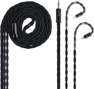 NICEHCK MeetEva Earbuds Upgrade Cable: Silver Copper Alloy + Silver Plated OFC Earphone Cable, MMCX/2Pin Replaceable IEM Cables for Himalaya Singolo EA1000, (3.5mm 0.78 2Pin)
