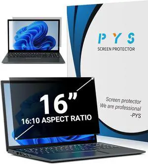 PYS Laptop Privacy Screen 16 Inch - Removable Laptop Screen Privacy Shield for 16:10 Widescreen Display - Anti Glare & Blue Light Screen Filters for Eye Protection - Black