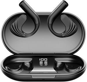 RERBO Open-Ear Headphones Wireless Bluetooth, Stereo Noise Cancelling Headphones with LED Display Wireless Charging Case, Wireless Bluetooth Ear Buds for Sports/Workout/Running