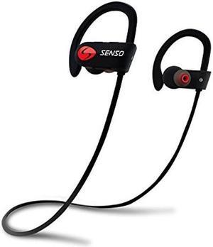 Senso Bluetooth Headphones, Best Wireless Sports Earbuds w/Mic IPX7 Waterproof HD Stereo Sweatproof Earphones for Gym Running Workout Noise Cancelling Earphones Earbuds Noise Cancelling Headsets