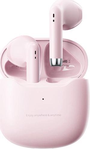 Pink True Wireless Earbuds Bluetooth 5.3 with Microphone for Working Out Noise Canceling Blue Tooth Ear Buds Deep Bass TWS Wireless Earphones with Charging Case in Ear Headphone for iPhone Android