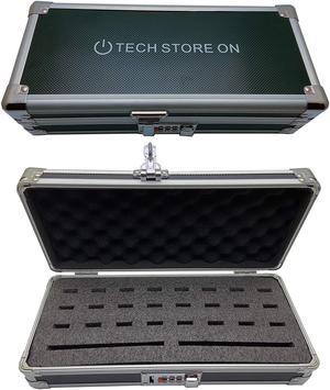 Flash USB Thumb Drive Case Memory CardElectronic Accessories Storage Organizer Bag Secure Combination Lock Antistatic Shockproof Foam (Aluminum, 24 USB Slots, 2 HDD Slots)