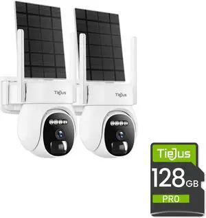 TIEJUS Security Cameras Wireless Outdoor, 2K Solar WiFi Cameras for Home Security Outside, Battery Powered Surveillance Camera, Color Night Vision/Motion Sensor/Compatible with Alexa/Cloud/SD Card
