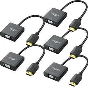 HDMI to VGA Adapter 5 Pack Black,Braided HDMI to VGA Adapter Male to Female Cable 1080P for Desktop, Laptop, PC, Monitor, Projector, HDTV, Chromebook, Raspberry Pi, Roku, Xbox and More-Braided HDMI to VGA Adapter 5 Pack Black,Braided HDMI to VGA Adapter Male to Female Cable 1080P for Desktop, Laptop, PC, Monitor, Projector, HDTV, Chromebook, Raspberry Pi, Roku, Xbox and More-Braided