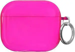 Velvet Caviar Compatible with AirPods 3rd Generation Case with Keychain - Cute Protective Hard AirPod 3 Cases for Women - Neon Pink
