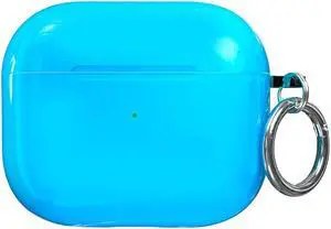 Velvet Caviar Compatible with AirPods 3rd Generation Case with Keychain - Cute Protective Hard AirPod 3 Cases for Women - Neon Blue
