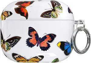 Velvet Caviar Compatible with AirPods 3rd Generation Case with Keychain - Cute Protective Hard AirPod 3 Cases for Women - Vintage Butterfly