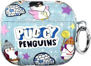 Velvet Caviar Compatible with AirPods 3rd Generation Case with Keychain - Cute Protective Hard AirPod 3 Cases for Women - Pudgy Penguins Blue Glitter