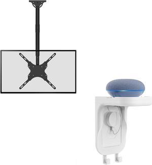 WALI Ceiling TV Mount Fit Flat Screen 26 to 65 Inch + Outlet Shelf Wall Holder for Smart Home Speaker