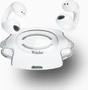 Wigfar Open Ear Headphones True Wireless Bluetooth Headphones, Ear Clip Earbuds,Sweat Resistant,Fast Charging,24HRS Playtime,Open Ear Earbuds for Workout,Driving,Meeting (White)