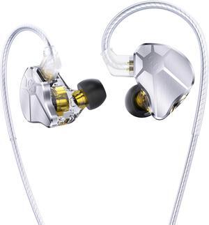 CCZ BC04 Metal in ear Monitor Headphones, 1DD 1BA Hybrid Drivers iem Earphones with 10mm Dynamic Driver, Customized 1BA, Wired Gaming Earbuds, Tangle-free OFC Cable for Laptop, PC(without mic, Silver)