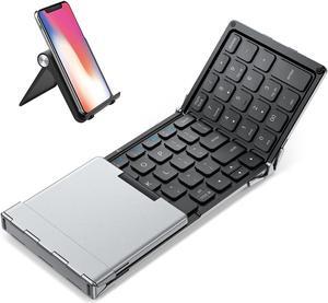 iClever Foldable Keyboard with Number Pad, BK09 Wireless Portable Keyboard for Travel and Business Trip, USB-C Charging Compact Keyboard for iPad, iPhone Mac Android Windows iOS, Sync up to 3 Devices