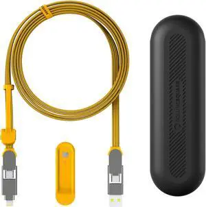 Rolling Square InCharge XL 200cm - USB C Charger Cable, Lightning Cable for Smartphone, Universal Cable Charger 6 in 1, USB Plug, Yellow, 100W