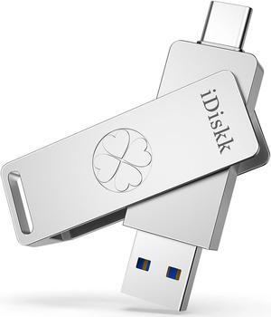 [(for iPhone 15 Series)]  iDiskk 128GB 500mb/S Portable SSD Flash Drive Photo Stick for USB C iPad, MacBook,Laptops,Android Phones&Windows PC,ONE-Click Backup Photos &Videos