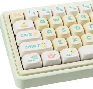 Hyekit PBT Keycaps for Mechanical Keyboard - 143 Keys Picnic Duck Keycaps, Dye-Sublimation Cute Keycaps MOA Profile Custom Keycaps for Cherry Gateron MX Switches, for Mac Windows PC Keyboard