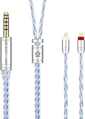KBEAR ST16 Earphone Cable,16 Cores 5N Single Crystal Copper Silver-plated Upgrade Wire, ImproveC omfortable Wearing Replacement Cable for ZS10 Pro ZSN PRO X (2 Pin 4.4mm Audio Jack, Silver-Blue)