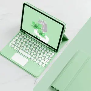 SENLAN Keyboard Case for iPad 9/8/7/Air3 Pro10.5, Touchpad Magnetic Detachable Bluetooth Keyboard, Slim Smart Case, Round Key for iPad 10.2''/10.5'', Mint Green