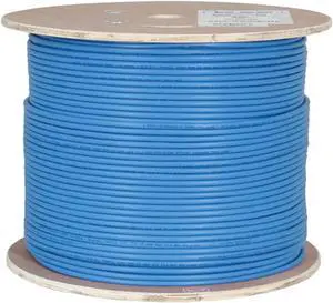 Vertical Cable Cat6A 10G, Shielded, 23AWG, Solid Bare Copper, PVC, 1000ft, Bulk Ethernet Cable, Blue
