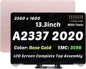 WARWOLFTEAM Replacement for MacBookAir10,1 MacBook Air 13.3inch M1 2020 A2337 EMC 3598 MGN63 MGN93 MGND3 MGN73 MGNA3 MGNE3 13.3 inches 2560x1600 Full LCD Screen Complete Top Assembly (Gold)