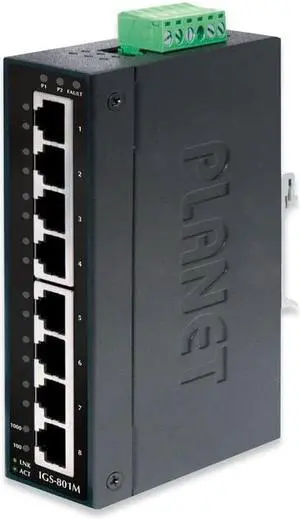 IGS-801M IP30 Industrial SNMP Switch 8-Port 10/100/1000Base-TX (-40~ 75C)