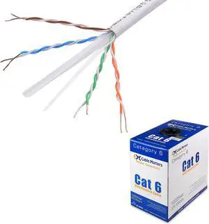 Cable Matters [UL Listed] 10Gbps in-Wall (CM) Rated 23AWG Bare Copper Cat 6 Cable - 1000ft, Solid, UTP Cat6 Bulk Ethernet Cable, Cat6 Ethernet Cord, White