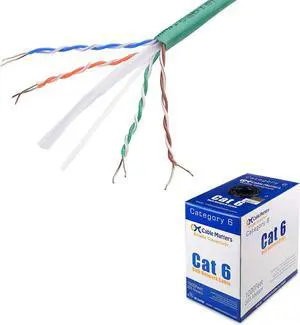 Cable Matters [UL Listed] 10Gbps in-Wall (CM) Rated 23AWG Bare Copper Cat 6 Cable - 1000ft, Solid, UTP Cat6 Bulk Ethernet Cable, Cat6 Ethernet Cord, Green