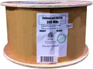 Vertical Cable Cat5e, 350 Mhz, Shielded, Gel Filled (Flooded Core), Direct Burial, 1000ft, Black, Bulk Ethernet Cable, Wooden Spool