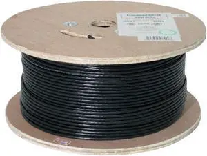 Vertical Cable Cat5e, 350 Mhz, UTP, UV Jacket, Outdoor, CMX, 1000ft, Bulk Ethernet Cable, Black, Wooden Spool