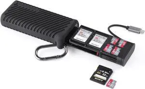 PGYTECH CreateMate High-Speed SD Card Reader USB 3.1 Type-C SD/TF Card Carrying Case Holder for Cameras, Smartphones, Drones, Action Cameras (Black)