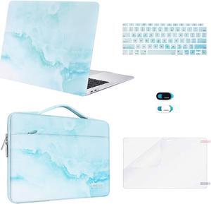 MOSISO Compatible with MacBook Air 13 inch Case 2022 2021 2020 2019 2018 Release A2337 M1 A2179 A1932, Plastic Cloud Marble Hard Shell Case&Sleeve Bag&Keyboard Skin&Webcam Cover&Screen Protector, Blue