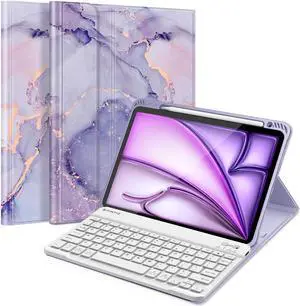 FINTIE Keyboard Case for iPad Air 11-inch M3 (2025) / M2 (2024), iPad Air 5th (2022) / 4th Generation 10.9 Inch - Soft TPU Cover w/Magnetically Detachable Bluetooth Keyboard, Lilac Marble