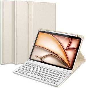 Fintie Keyboard Case for iPad Air 11-inch M2 (2024), iPad Air 5th Generation (2022) / iPad Air 4th Gen 10.9" - Soft TPU Back Cover w/Magnetically Detachable Bluetooth Keyboard, Starlight