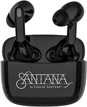 Mambo by Carlos Santana, True Wireless Earbuds Bluetooth Headphones with Charging Case, Bluetooth Earbuds with Voice Isolating Microphone, Deep Bass Stereo Headsets for Sports & Gaming (Black)