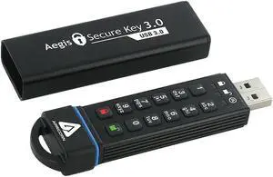 Apricorn Aegis Secure Key 480GB USB 3.0 Type A Flash Drive, Black (ASK3-480GB)