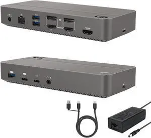 AUIMCE DisplayLink Docking Station 3 Monitors with 130W Power Supply,15 in 1 USB C Triple 4K Display Dock for M1 M2 M3 M4 Thunderbolt MacBook Pro/Air and USB-C/A Port Windows Laptops (3 HDMI, 2 DP)