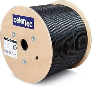 celertec CAT6A Ethernet Cable, 1000ft, 23AWG Solid Bare Copper, UTP Unshielded Twisted Pair, CMR Riser Rated &ETL Listed, 650Mhz/10Gigabit Network Speed, Bulk Ethernet Cable-Black