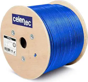 celertec CAT6 Shielded Cable, 1000ft, FTP (Overall Foil Shield), 23AWG Solid Bare Copper, 550MHz, ETL Listed &CMR Riser Rated, Indoor, Bulk Ethernet Cable, Blue