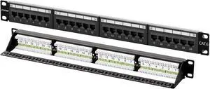 FGB Patch Panel 24 Port, Cat6 19" Rackmount or Wall Mount RJ45 Patch Panel 1U, Network Patch Panel for Gigabit Network Switch