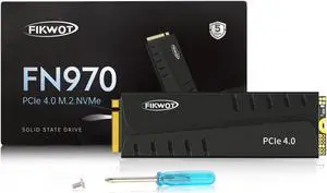 Fikwot FN970 4TB M.2 2280 PCIe Gen4 x4 NVMe 1.4 Internal Solid State Drive with Heatsink - Speeds up to 7,400MB/s, Configure DRAM Cache, Compatible PS5 Internal SSD