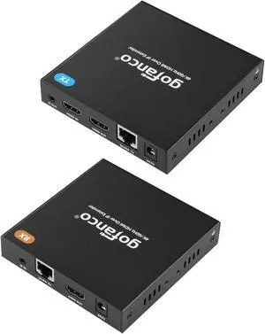 gofanco 4K HDMI Extender Over IP Kit  4K @60Hz 444, 2K @60Hz, 328ft/100m, 1-to-1 Over CAT6/7, 1-to-Many Over 1G Gigabit Ethernet Switch, Network LAN, VLAN, Scalable, IR, RS232, Mountable (HD20Ext1xN)