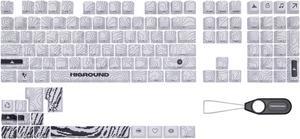 Higround SNOWSTONE Topograph PBT Dye Sub Keycaps for Mechanical Gaming Keyboards, Full 135 Key Set, Cool Custom Side Print Keycaps for Cherry MX Switches, OEM Profile, ANSI ISO Support, US Layout