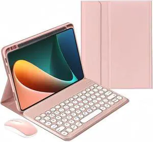 kaidisen Keyboard Case for iPad Air 13" (M3)/ Air 13" (M2) /iPad Pro 12.9 inch 6th/5th/4th/3rd Generation Case with Keyboard Bluetooth Mouse, Detachable Candy Color Round Key,Pink